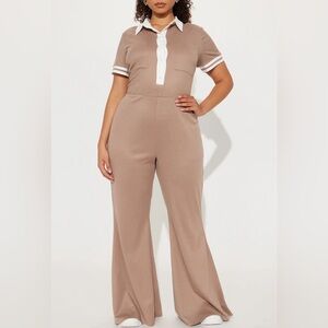 Fashion Nova Beige Polo Jumpsuit